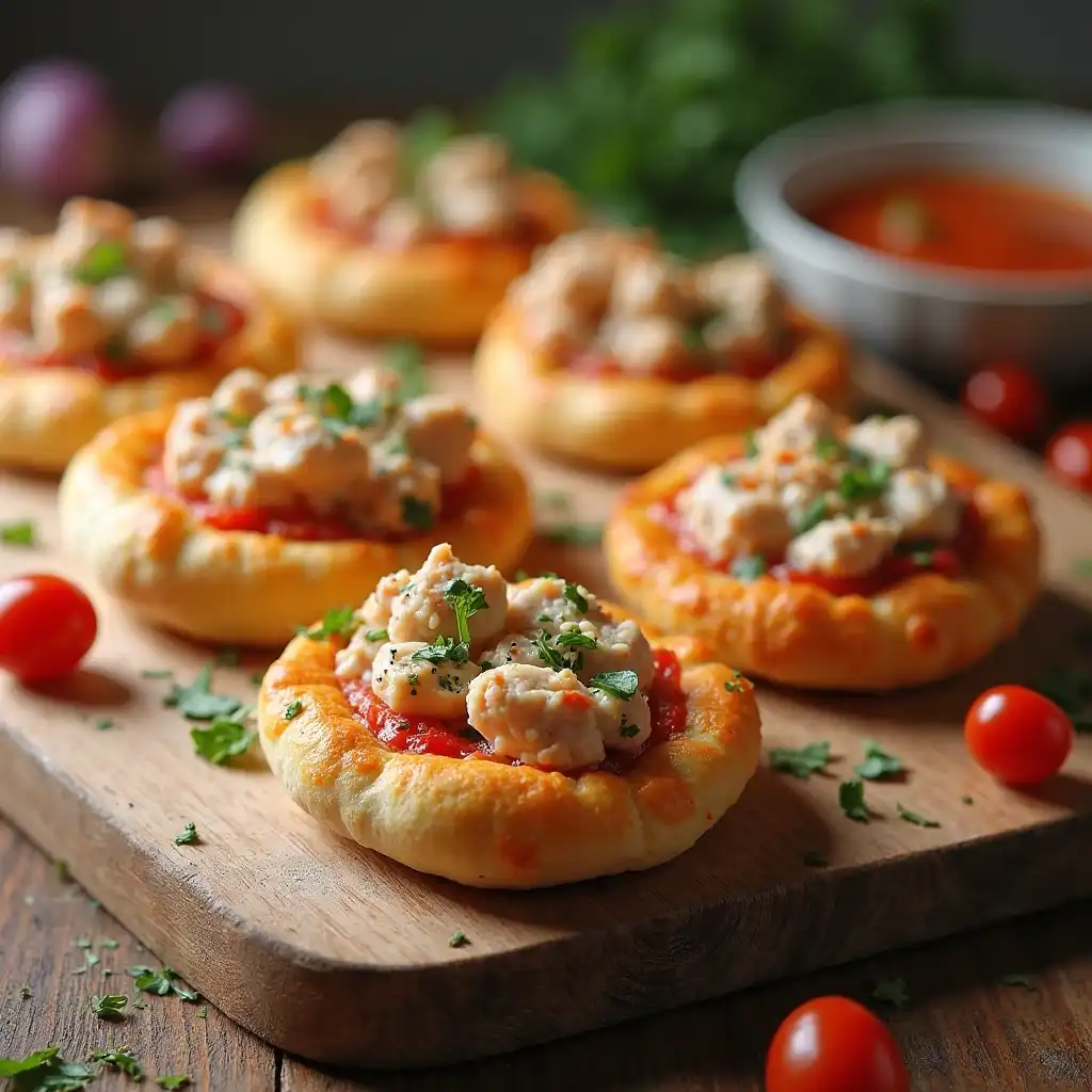 soft mini pizza with tuna