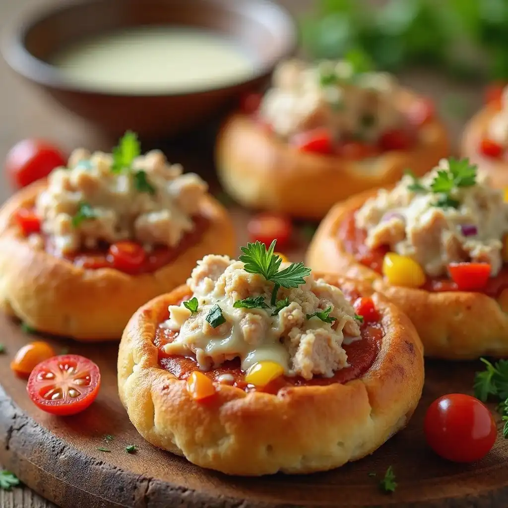 soft mini pizza with tuna