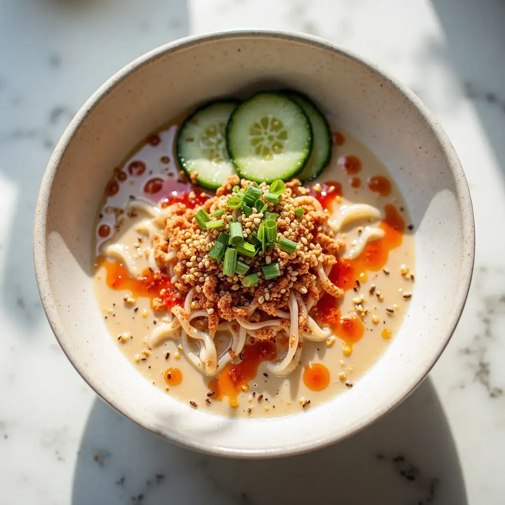 Cold Soy Milk Noodles with Chili Crisp