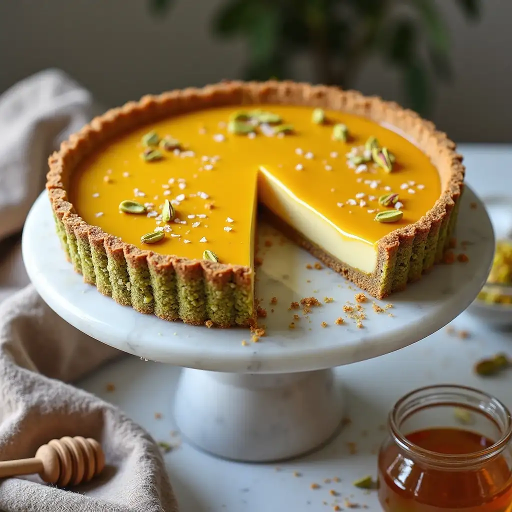 Salted Honey Tart with Pistachio Crust
