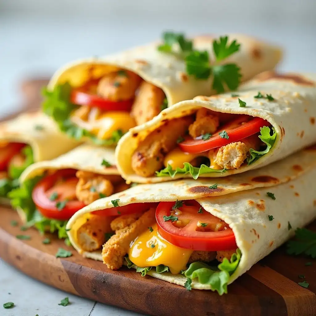Cheesy Garlic Chicken Wraps