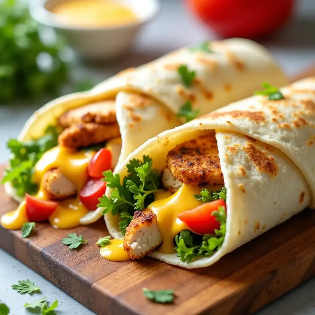 Cheesy Garlic Chicken Wraps