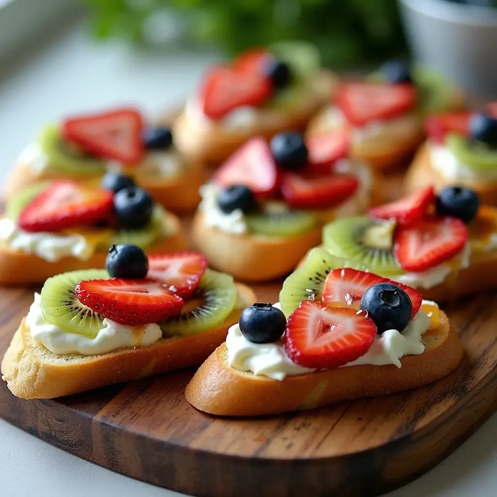Cream Cheese Crostini with Honey & Fruit