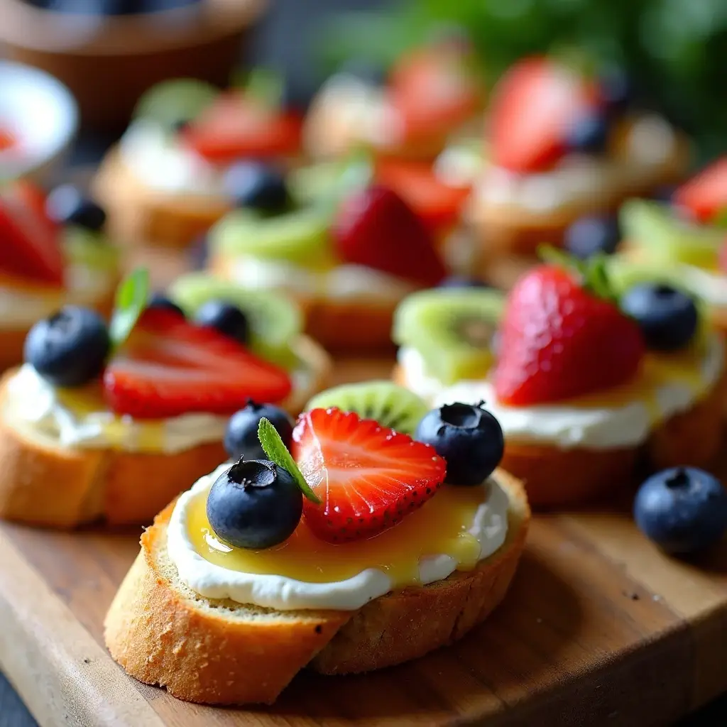 Cream Cheese Crostini with Honey & Fruit