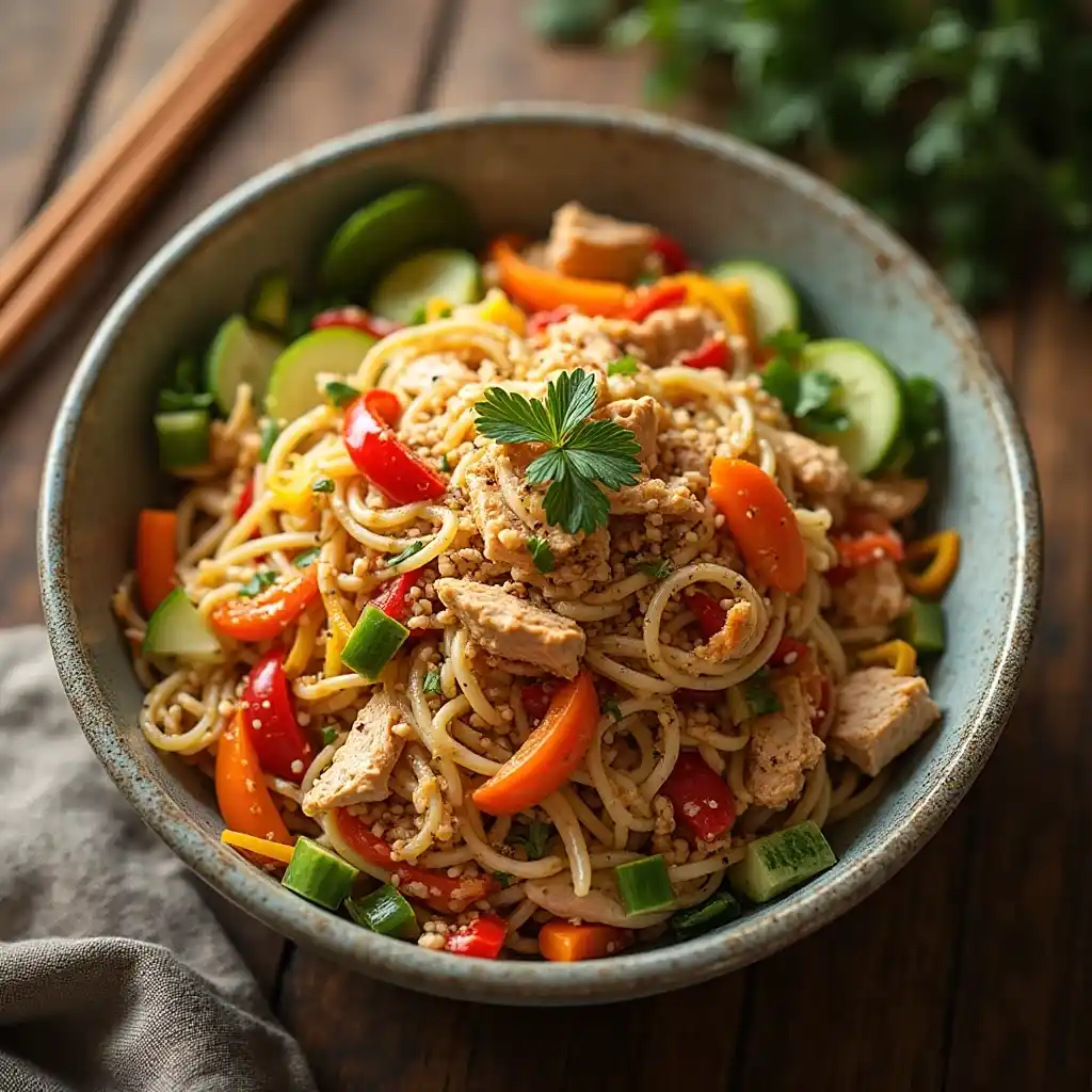Chilled Soba Salad with Leftover Rotisserie Chicken