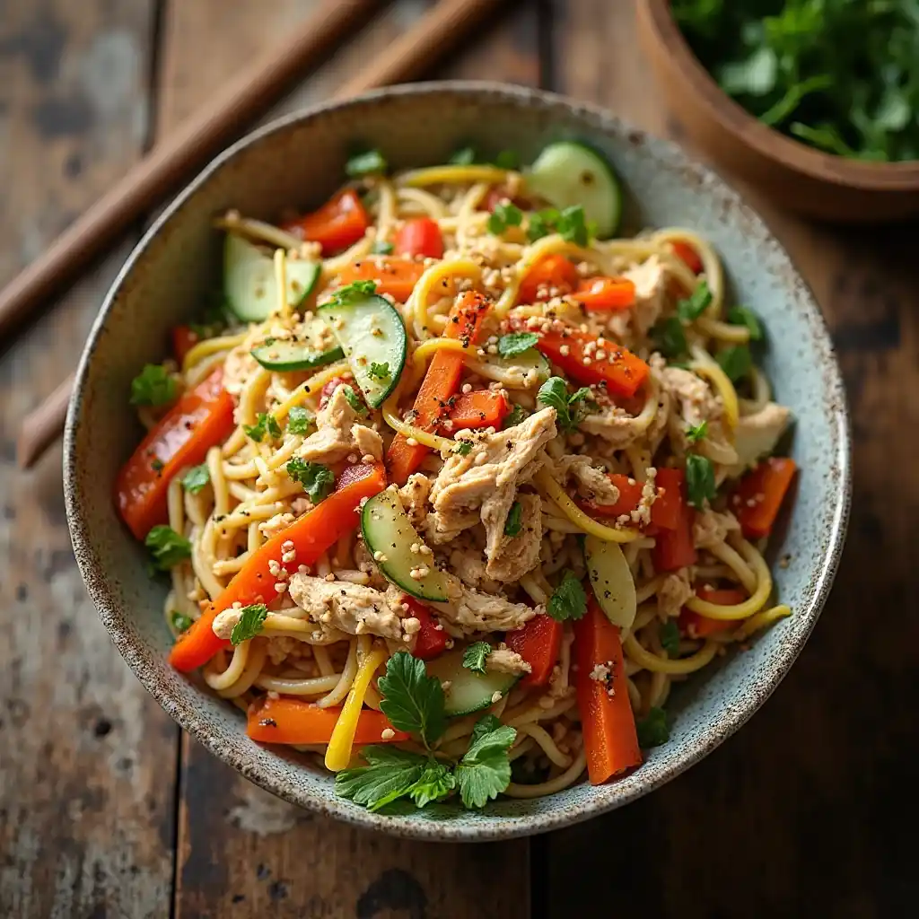 Chilled Soba Salad with Leftover Rotisserie Chicken