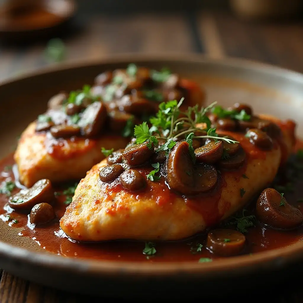 Chicken and Mushroom Wine Sauce