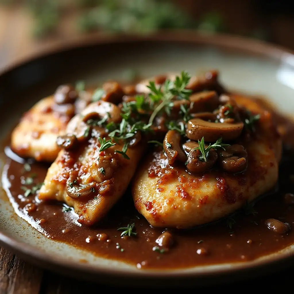 Chicken and Mushroom Wine Sauce