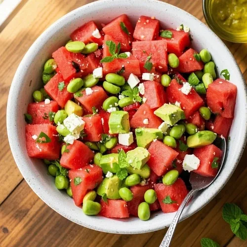 watermelon salad with feta and mint
