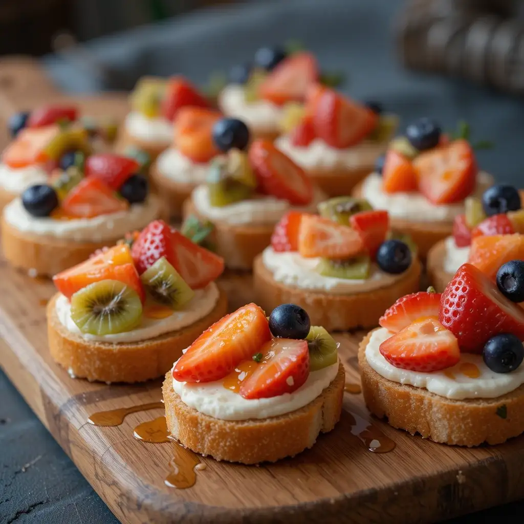 Cream Cheese Crostini with Honey & Fruit
