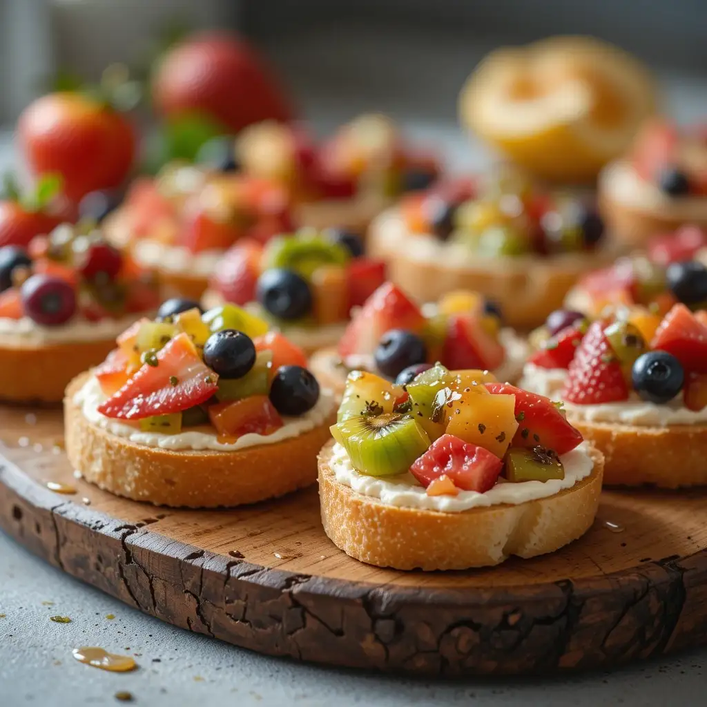 Cream Cheese Crostini with Honey & Fruit