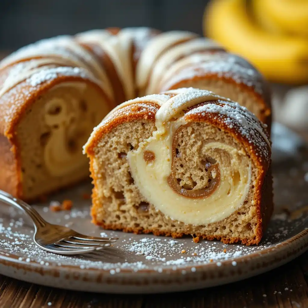 Banana Coffee Cake with Cream Cheese Swirl