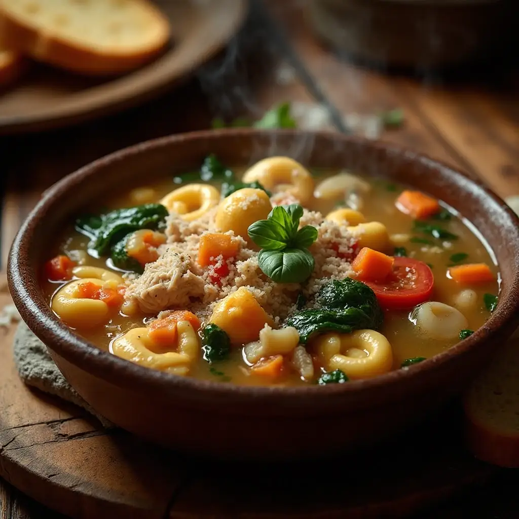 Tuscan Chicken Soup with Tortellini