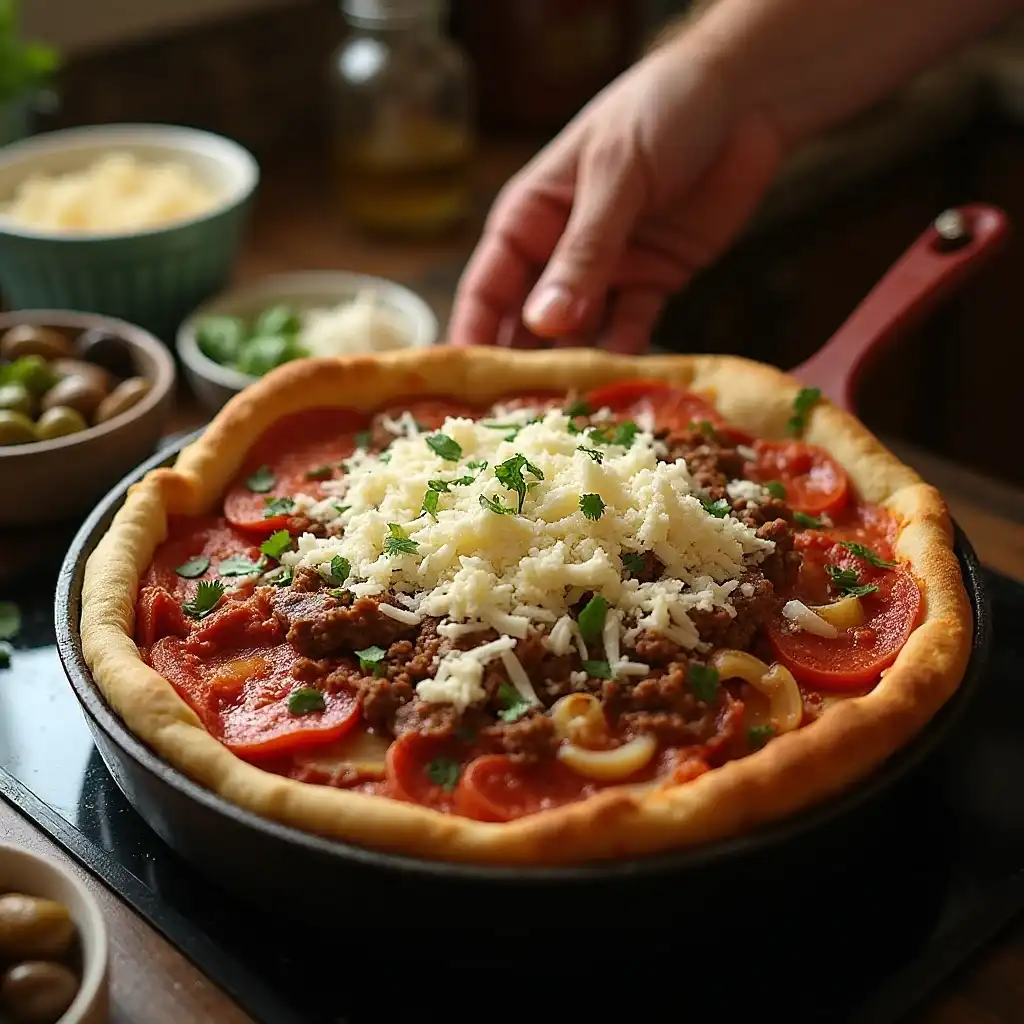 cheesy pizza pot pie