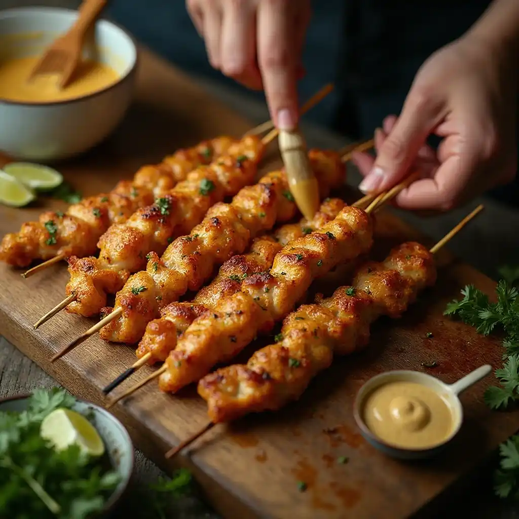 Chicken Satay Skewers with Peanut Sauce