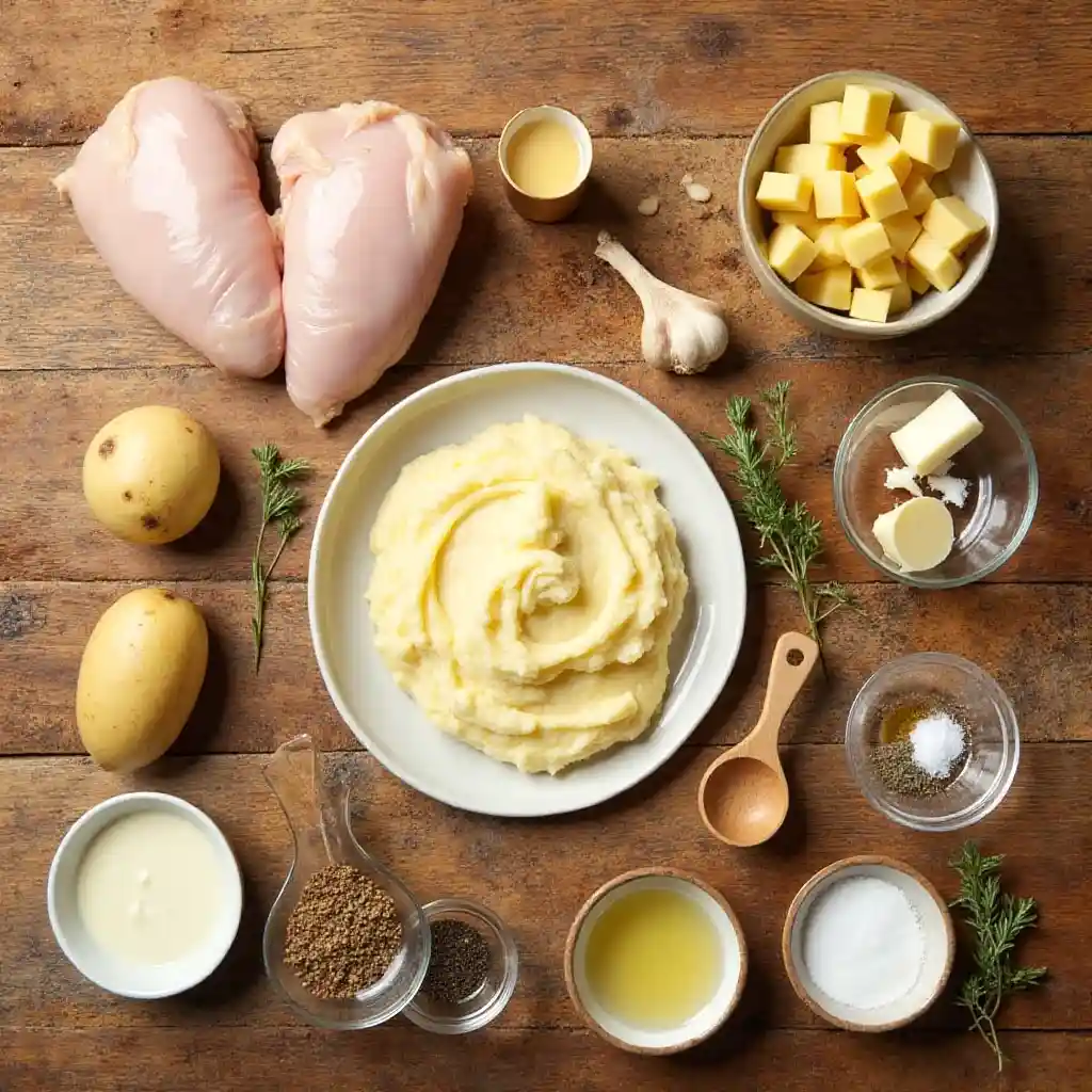 Chicken with Creamy Dijon Sauce and Mashed Potatoes
