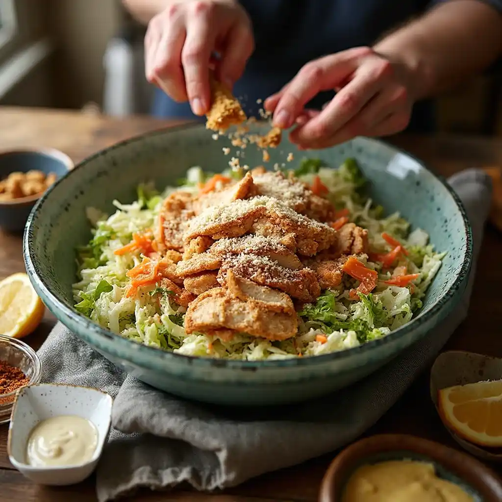 Caesar Slaw with Crunchy Chicken