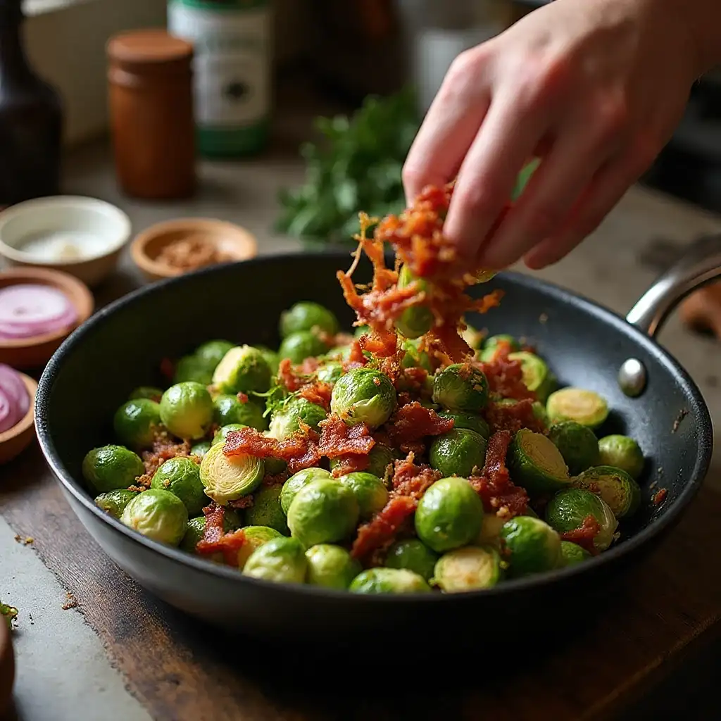Warm Brussels Sprouts and Bacon Salad