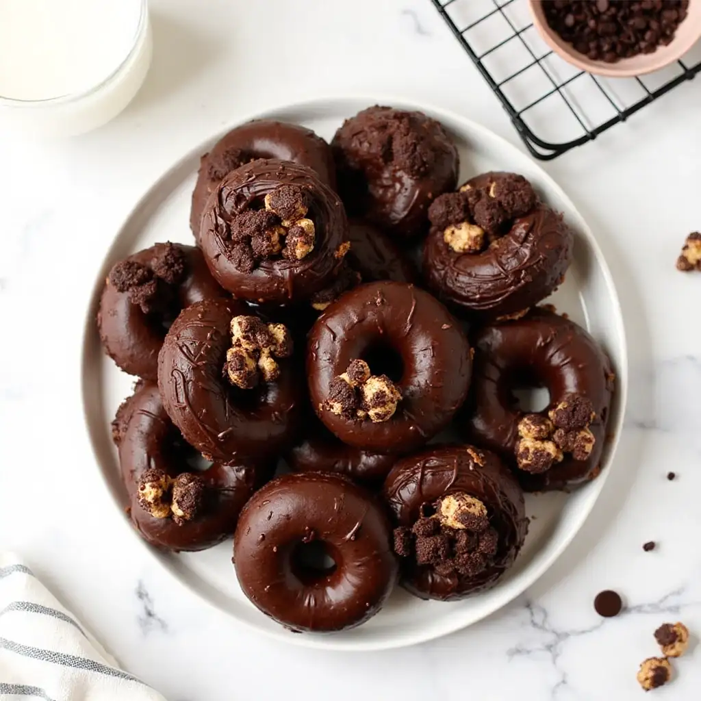 Triple Chocolate Donuts with Crunchy Cereal Topping