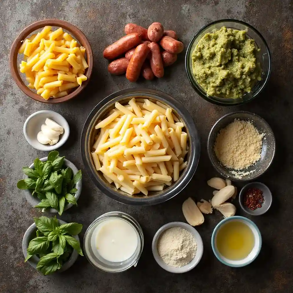 creamy pesto sausage pasta