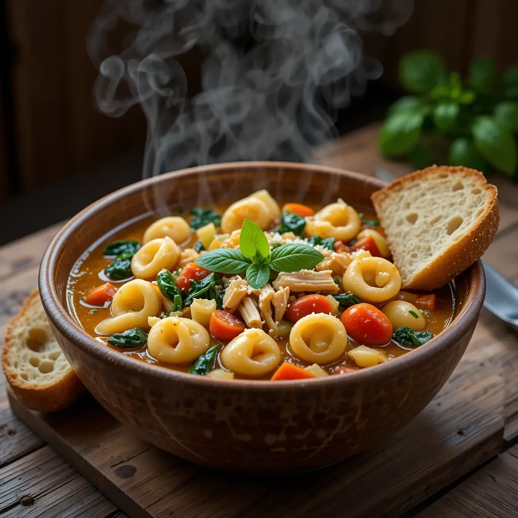 Tuscan Chicken Soup with Tortellini