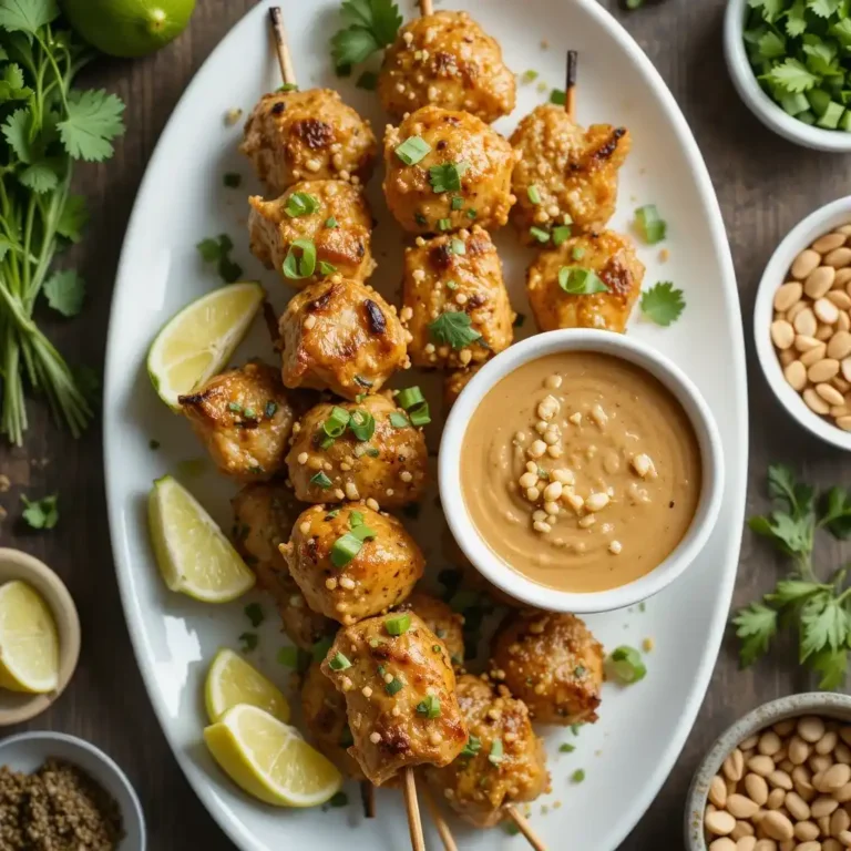 Chicken Satay Skewers with Peanut Sauce