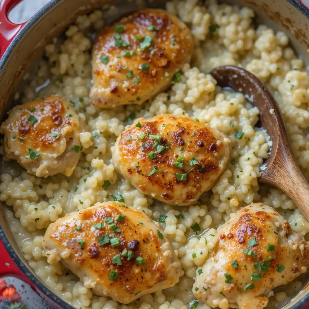 Easy Creamy Chicken and Rice Skillet Dinner