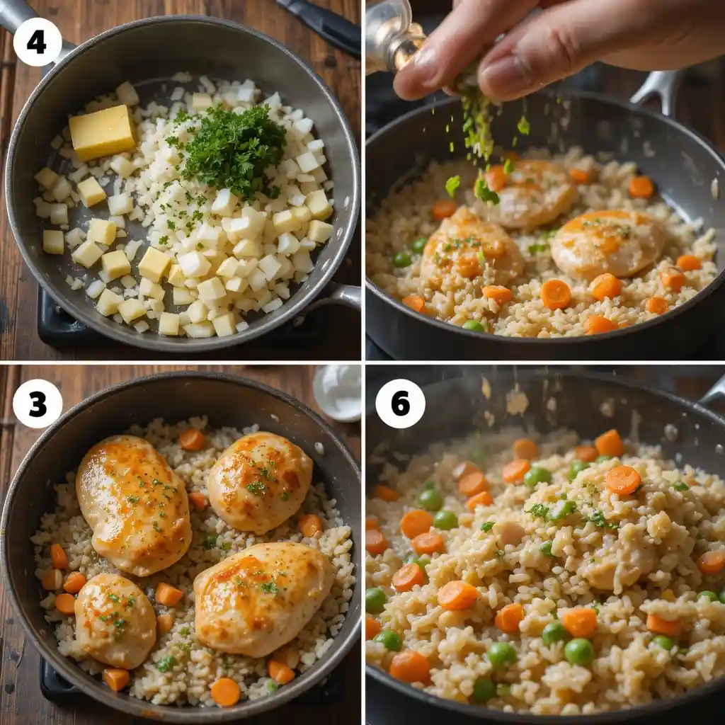 Easy Creamy Chicken and Rice Skillet Dinner