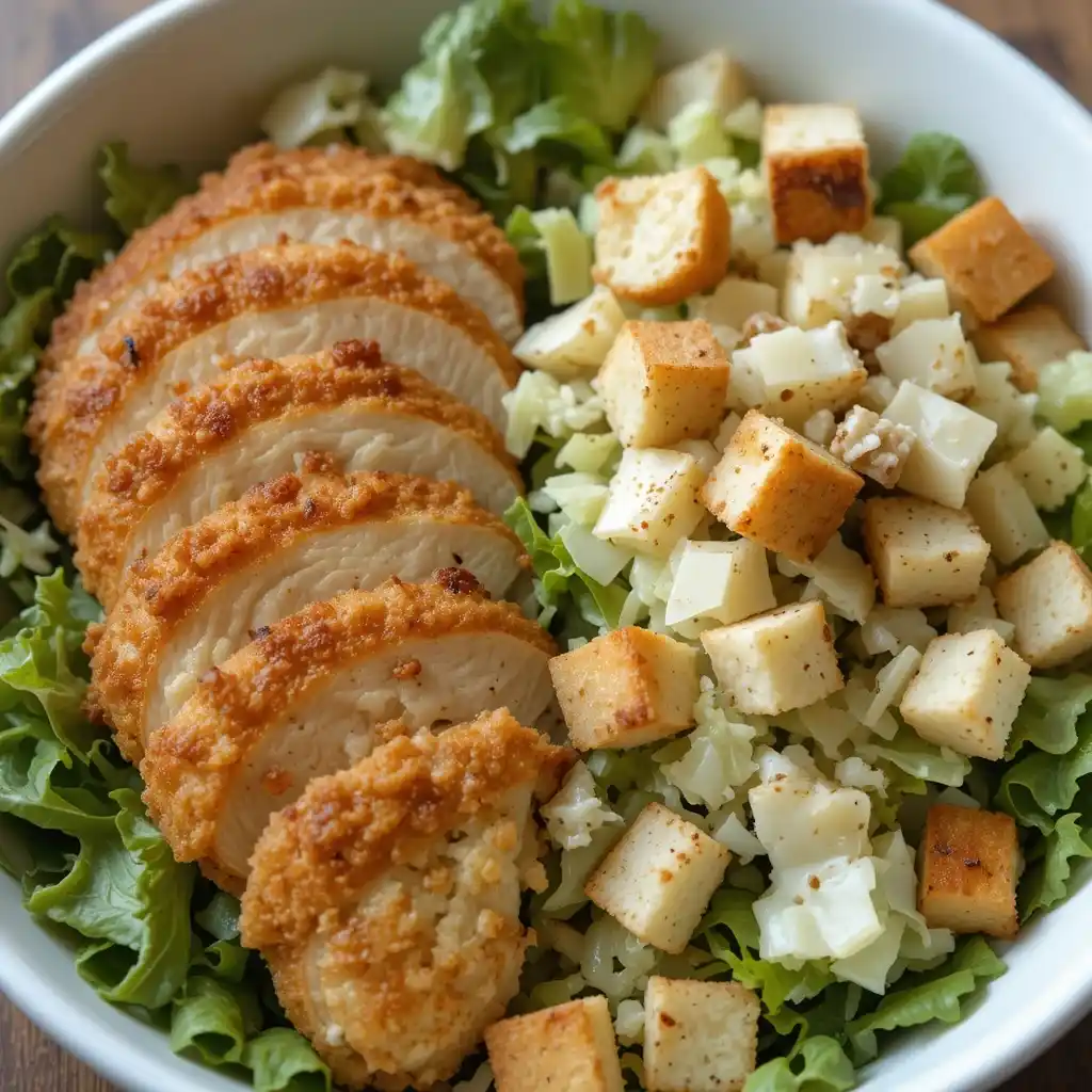 Caesar Slaw with Crunchy Chicken