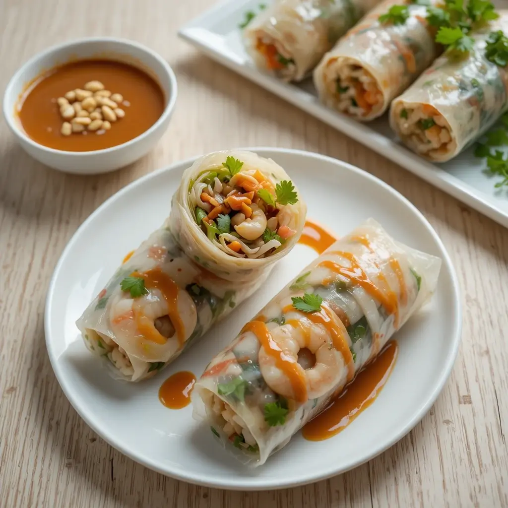 Easy Vietnamese Shrimp Summer Rolls with Peanut Sauce