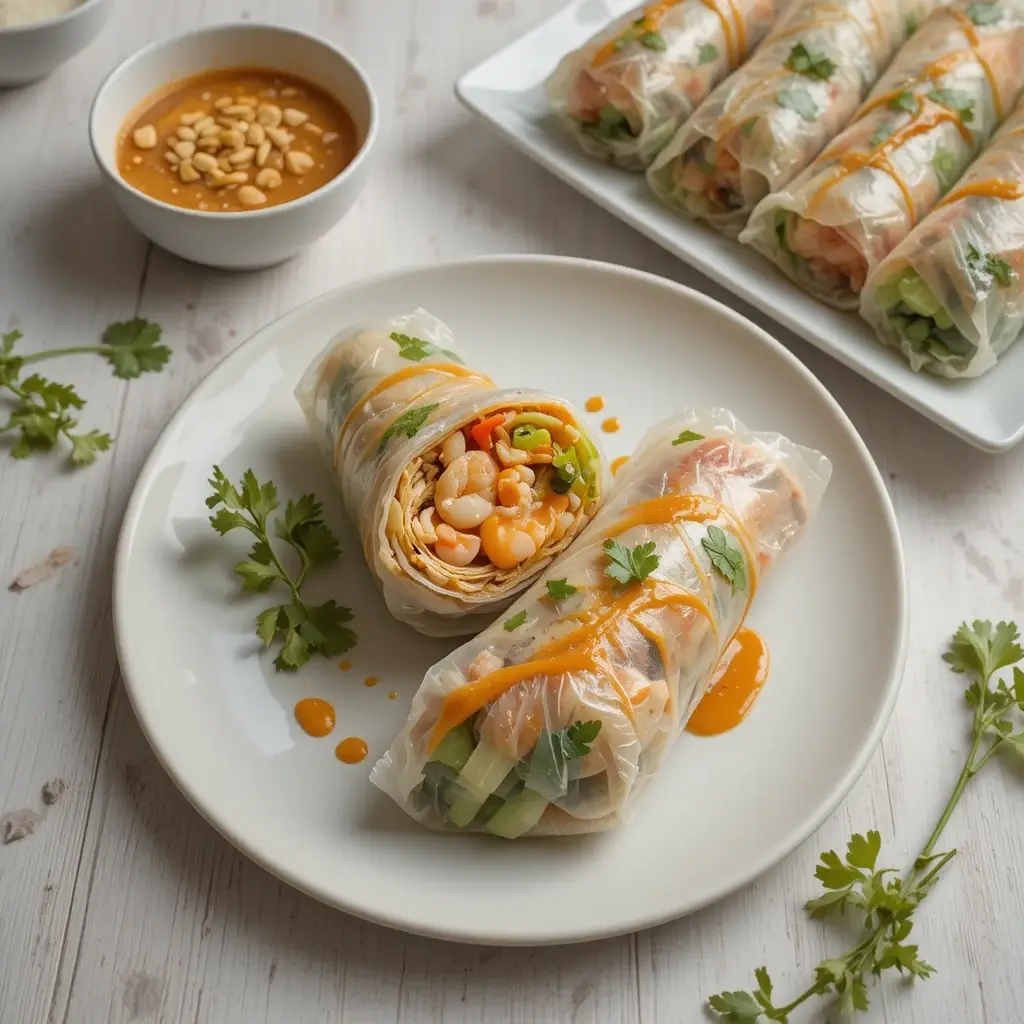 Easy Vietnamese Shrimp Summer Rolls with Peanut Sauce