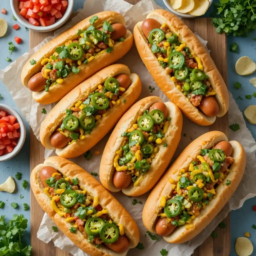 Hot Dogs With A Salsa Verde Mayo