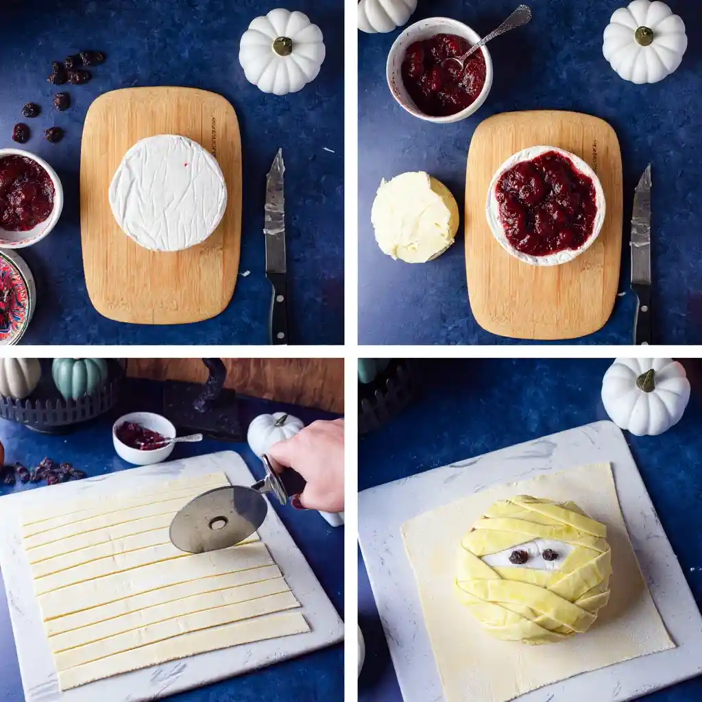 Halloween Mummy Baked Brie