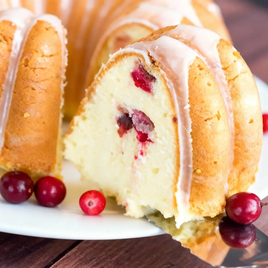 Cranberry Pound Cake with Orange Glaze