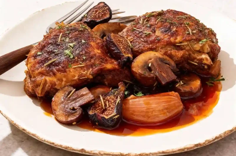 Red Wine Braised Chicken with Mushrooms