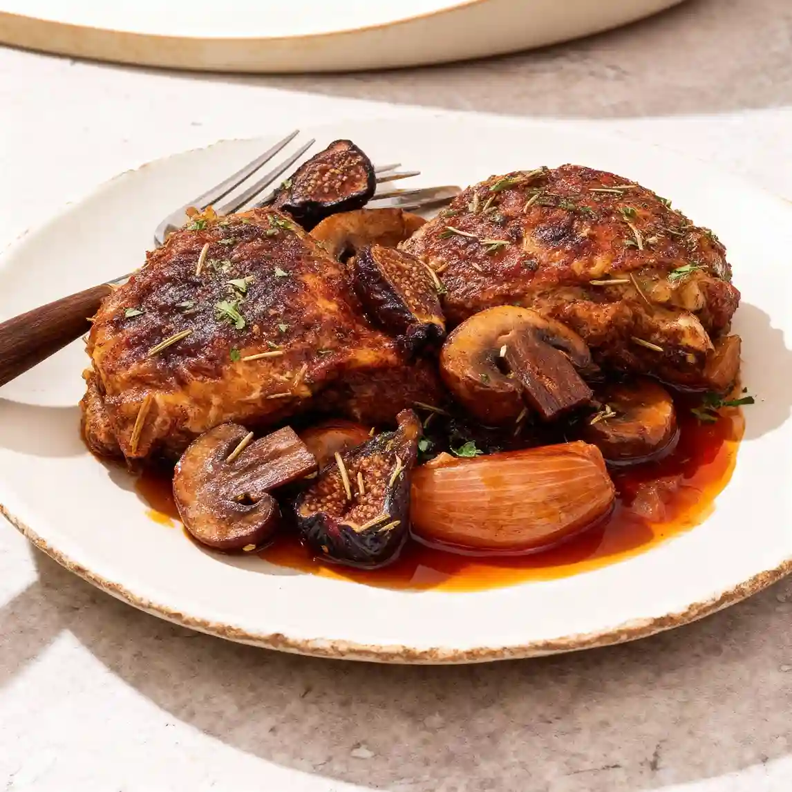Red Wine Braised Chicken with Mushrooms
