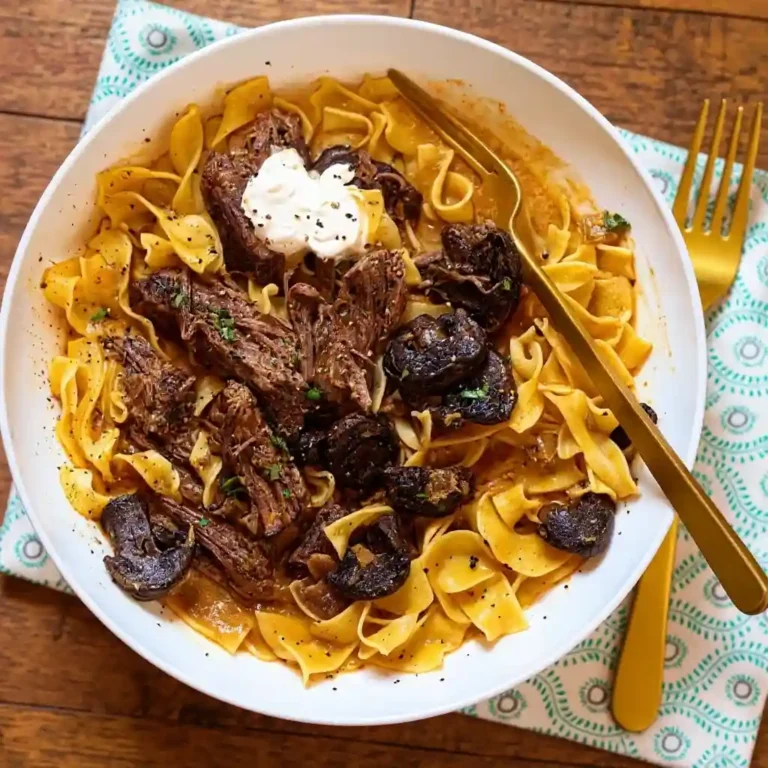Slow Cooker Pot Roast Beef Stroganoff