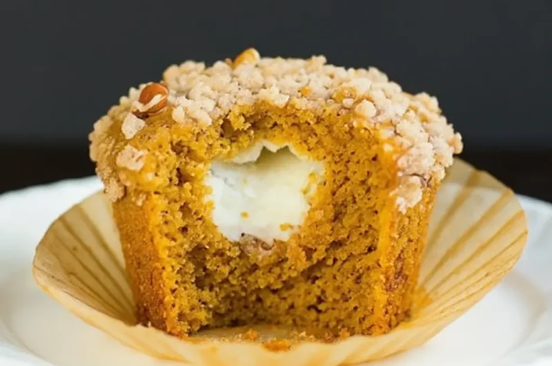 Pumpkin and Cream Cheese Muffins with Pecan Streusel