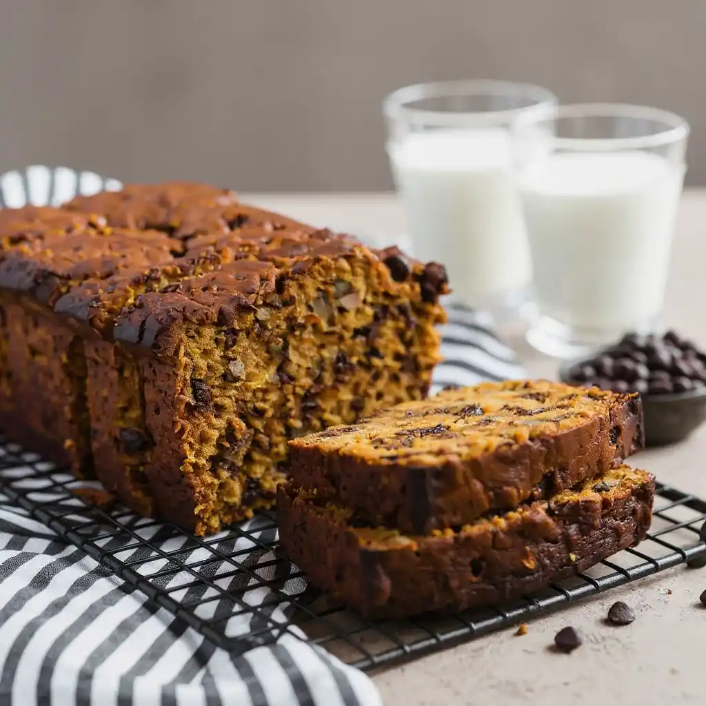 Pumpkin Bread with Chocolate Chips and Pecans