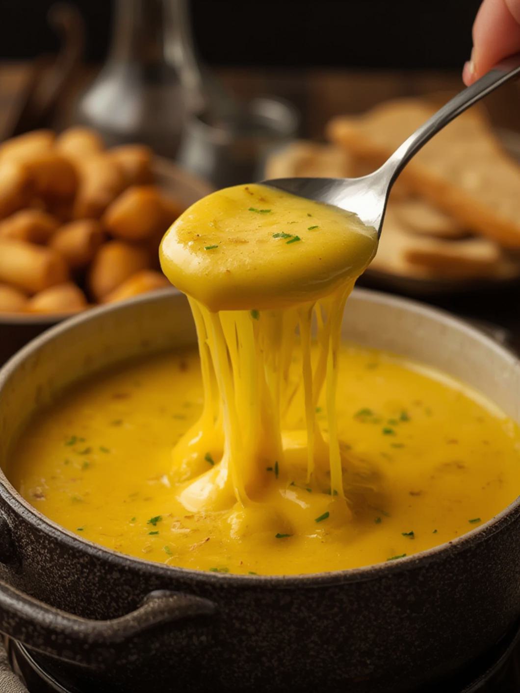 Cheese Fondue cooking
