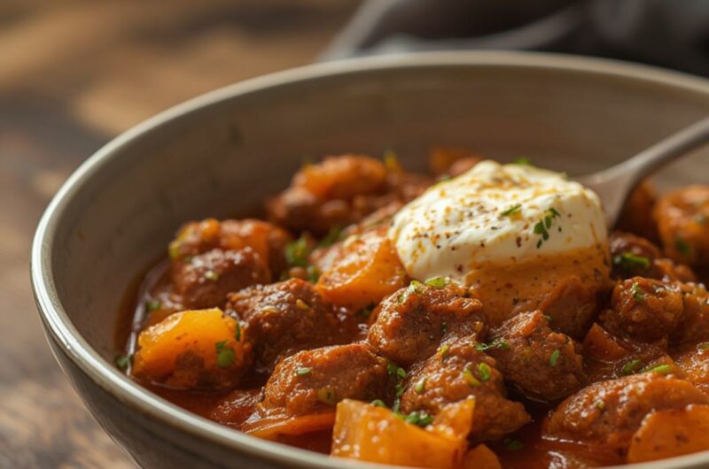 Hot honey cottage cheese sweet potato beef bowl