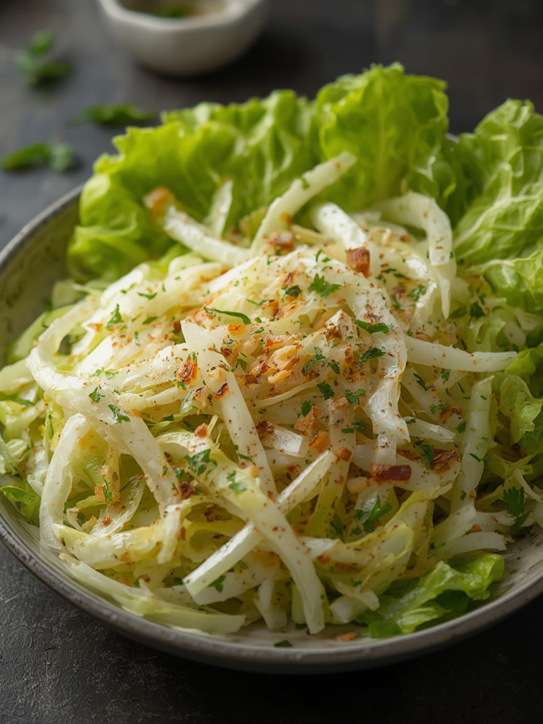 Iceberg lettuce salad cooking
