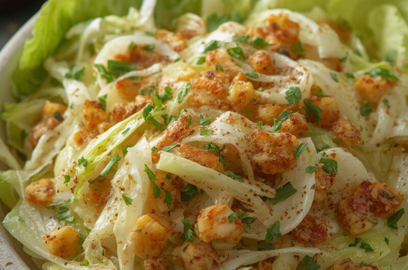 Iceberg lettuce salad cooking