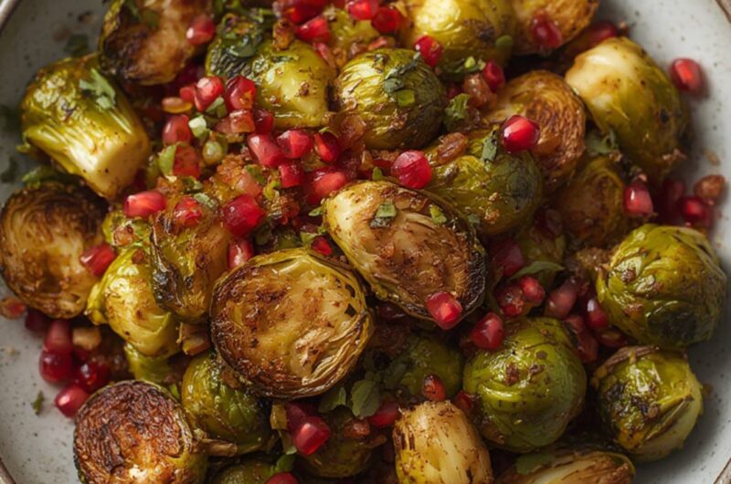 Roasted Brussels Sprouts with Pomegranate cooking