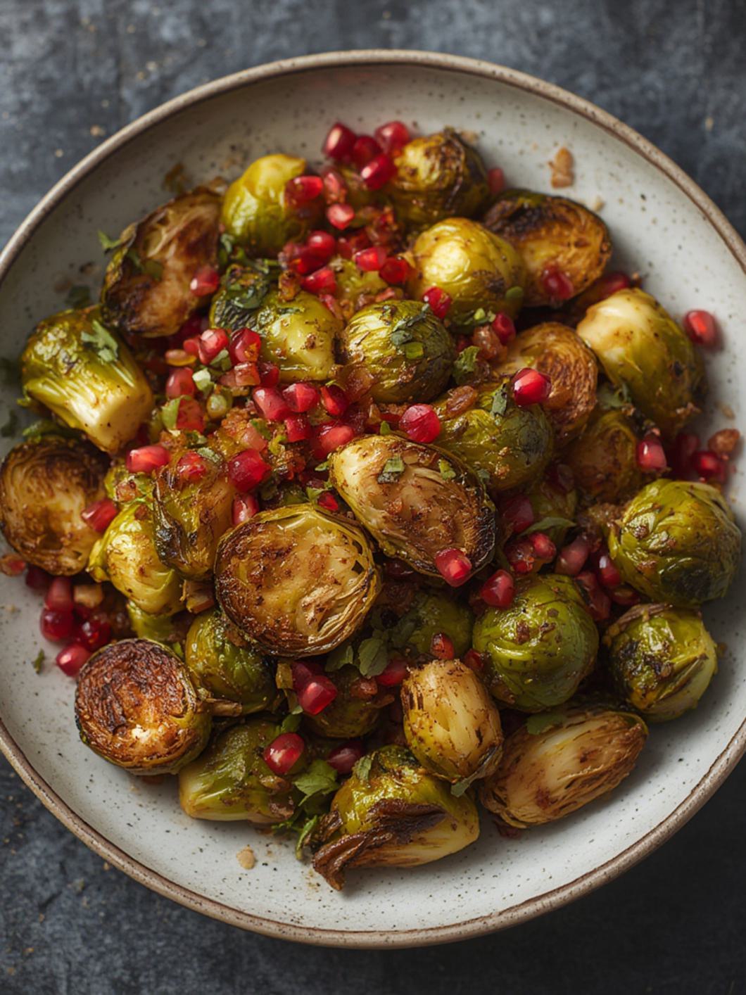 Roasted Brussels Sprouts with Pomegranate cooking