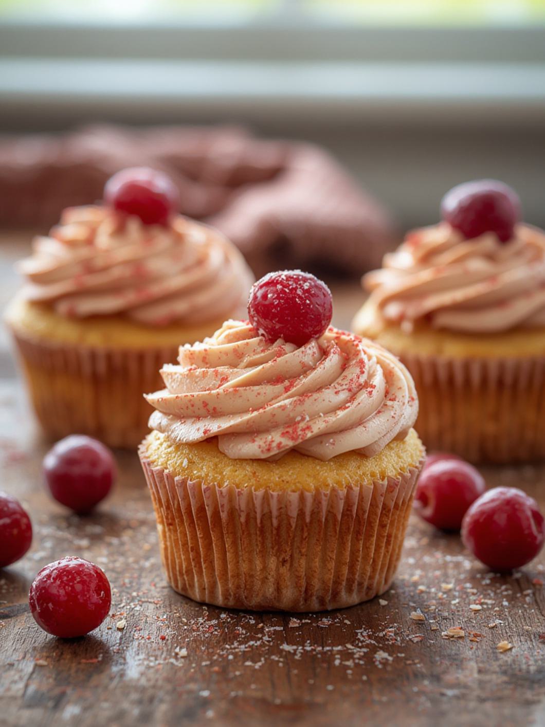Sparkling Cranberry White Chocolate Cupcakes