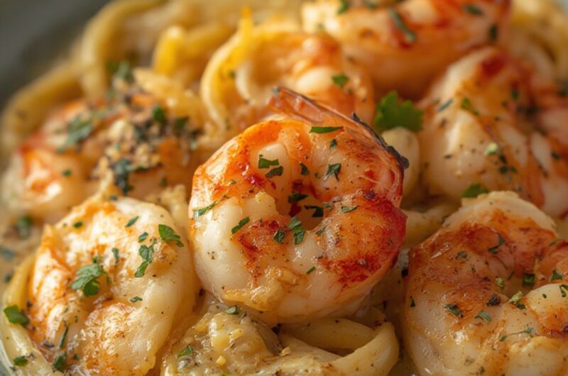 Stuffed Shrimp Scampi cooking