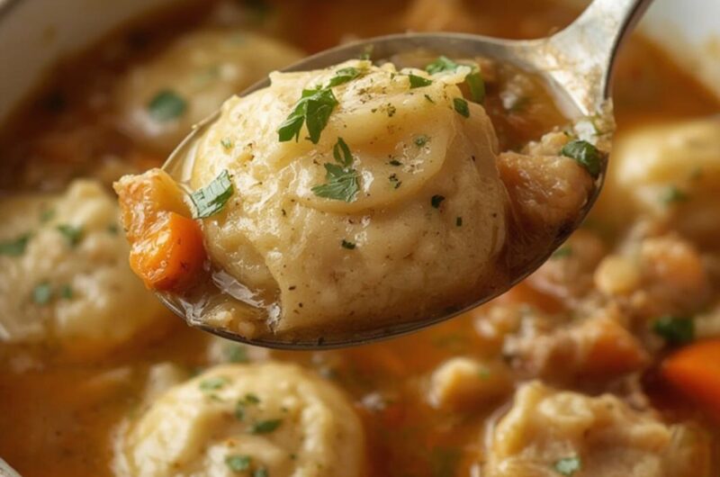 Turkey Dumpling Soup cooking