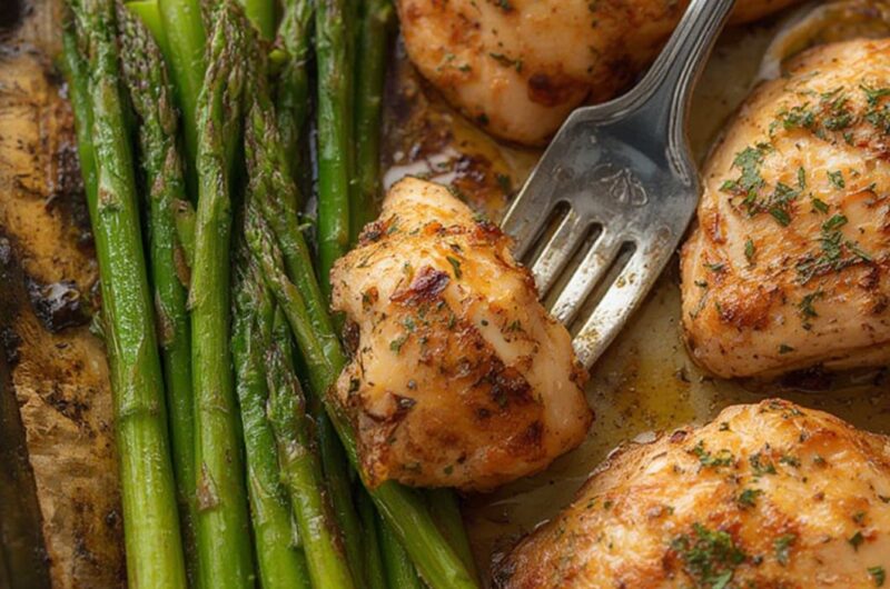 sheet pan asparagus chicken cooking