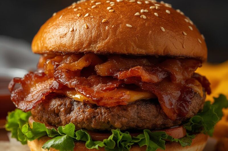 BBQ Bacon Smash Burger cooking